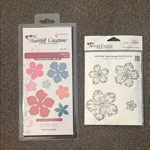 Heartfelt Creations open Vintage Floret Dies and Matching Stamp Set NWT Retired